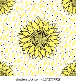 Seamless pattern with sunflowers. Abstract floral background.
