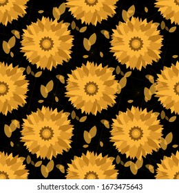 Seamless pattern with sunflowers. Abstract floral background.