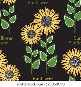 Nahtlose Muster mit Sonnenblumen. Abstrakter floraler Hintergrund.