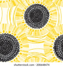 Seamless pattern with sunflowers. Abstract floral background.