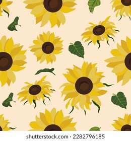 seamless pattern with sunflowers background.Eps 10 vector.