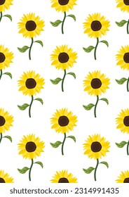 seamless pattern with sunflowers background.Eps 10 vector.