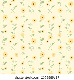 Nahtlose Muster von Sonnenblumen blühen im Frühling, sommerlicher Vektorhintergrund für Dekoration, Papierfolie