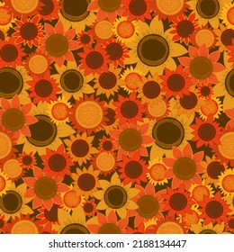 Seamless pattern with sunflowers. Bright colorful seamless background