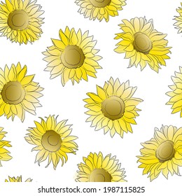 Seamless pattern with sunflowers. Floral background. Vector illustration.