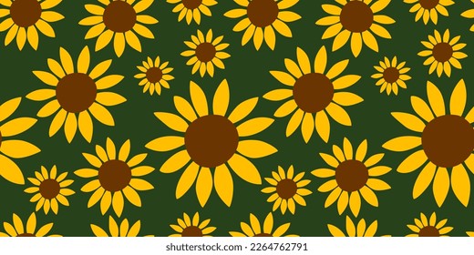 Seamless pattern with Sunflowers flower and on background vector illustration.