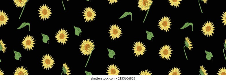 Its a seamless pattern of sunflowers and green leaves.