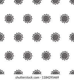 
Seamless Pattern with Sunflowers. Hand drawn doodle Floral Background. Vector illustration