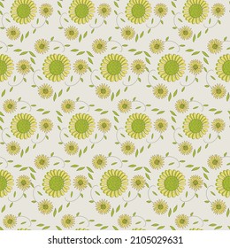Seamless pattern with sunflowers. Illustration can be used for templates, fabric, wallpaper. 