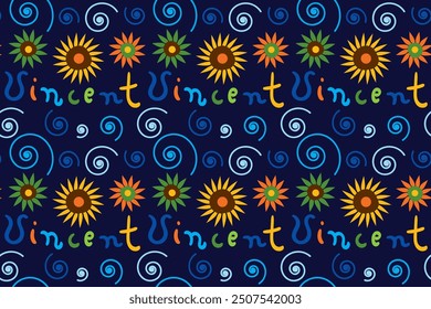 seamless pattern with sunflowers. inspired by vincent van gogh