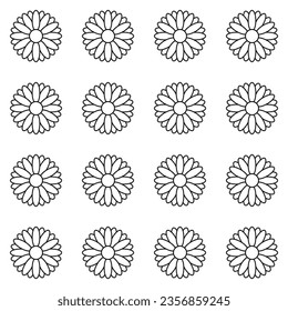 seamless pattern of sunflowers in lines