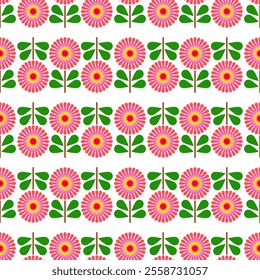 Seamless pattern with sunflowers on a white background.