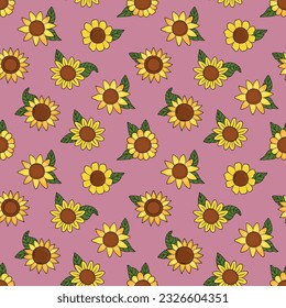 Seamless pattern with sunflowers. Sunny flowers. Design for fabric, textile, wallpaper, packaging.	