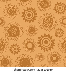 seamless pattern with sunflowers, vector background