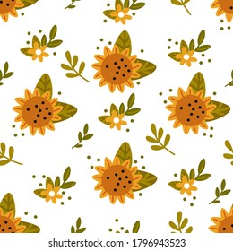 seamless pattern with sunflowers - vector illustration, eps