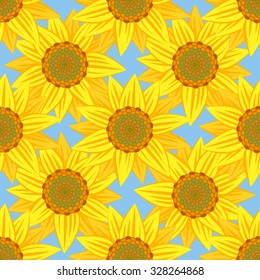 Seamless pattern with sunflowers in vector.Seamless pattern can be used for wallpaper, pattern fills, web page background, surface textures.
