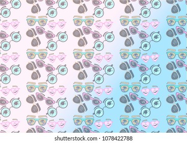 seamless pattern with sunglasses and eyes