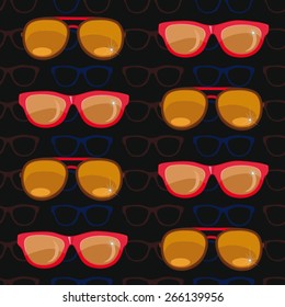 seamless pattern. sunglasses on black background.