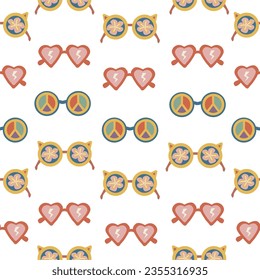 Seamless pattern with sunglasses Retro summer background