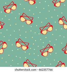 Seamless pattern with sunglasses. Vintage ornament for packaging, advertising posters, greeting cards. Cartoon flat vector illustration. Objects isolated on a white background.