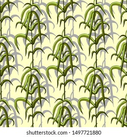 Seamless pattern with sunny green leaves. Endless texture with green leaves for your design.