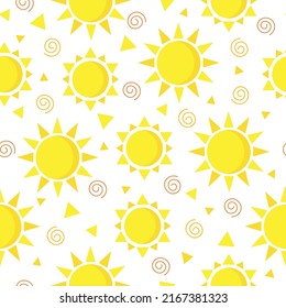  Patrón sin foco con sol. Patrón de diseño textil, papel de embalaje, embalaje de regalo. Ilustración del vector