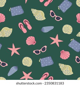 Seamless pattern with Sunscreens. Sunlight safety, sun rays safety.	