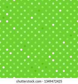 Seamless pattern surface design. Vector green polka dots background. Summer bright texture
