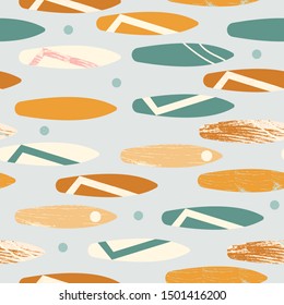 Seamless pattern with surfboard. Abstract print. Vector hand drawn illustration.
