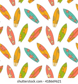 Seamless pattern with surfing boards 