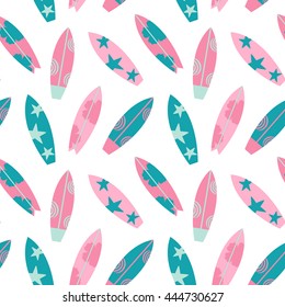 Seamless pattern with surfing boards