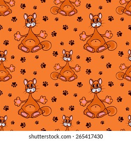seamless pattern with surprised and  confused big red cat 