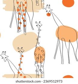 Seamless pattern of Surreal Giraffes, concept minimalist vector illustration.