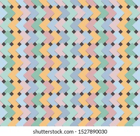 Seamless pattern surround a square tile or mosaic in the vector. Geometric abstract background. Colored square elements. Modern abstract seamless geometric pattern. Fashionable abstract textures.