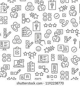 Seamless pattern with survey. Black and white thin line icons