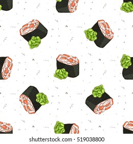 Seamless pattern of sushi