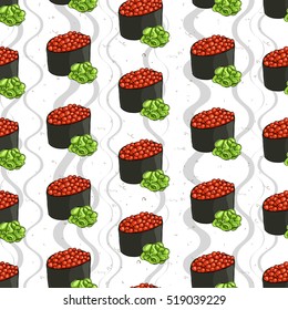 Seamless pattern of sushi