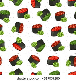 Seamless pattern of sushi