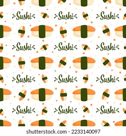 Seamless pattern with Sushi, for decoration