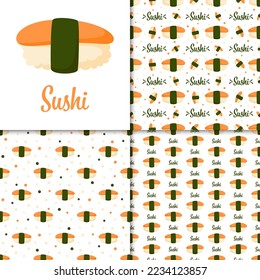 Seamless pattern with Sushi, for decoration