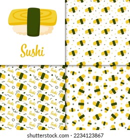 Seamless pattern with Sushi, for decoration