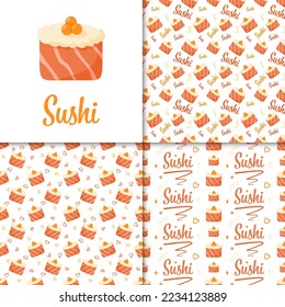 Seamless pattern with Sushi, for decoration