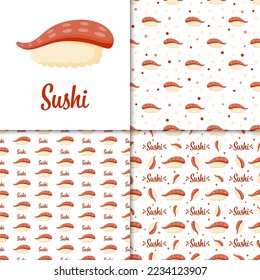 Seamless pattern with Sushi, for decoration