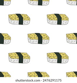 Seamless pattern with sushi for decorative print, wrapping paper, menu, wallpaper and fabric