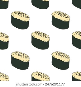 Seamless pattern with sushi for decorative print, wrapping paper, menu, wallpaper and fabric