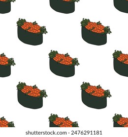 Seamless pattern with sushi for decorative print, wrapping paper, menu, wallpaper and fabric