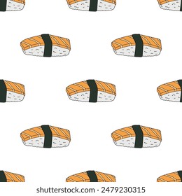 Seamless pattern with sushi for decorative print, wrapping paper, menu, wallpaper and fabric