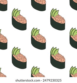 Seamless pattern with sushi for decorative print, wrapping paper, menu, wallpaper and fabric
