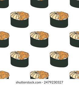 Seamless pattern with sushi for decorative print, wrapping paper, menu, wallpaper and fabric