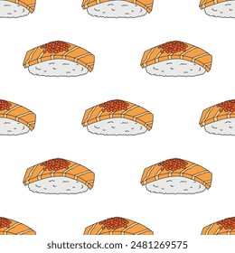 Seamless pattern with sushi for decorative print, wrapping paper, menu, wallpaper and fabric